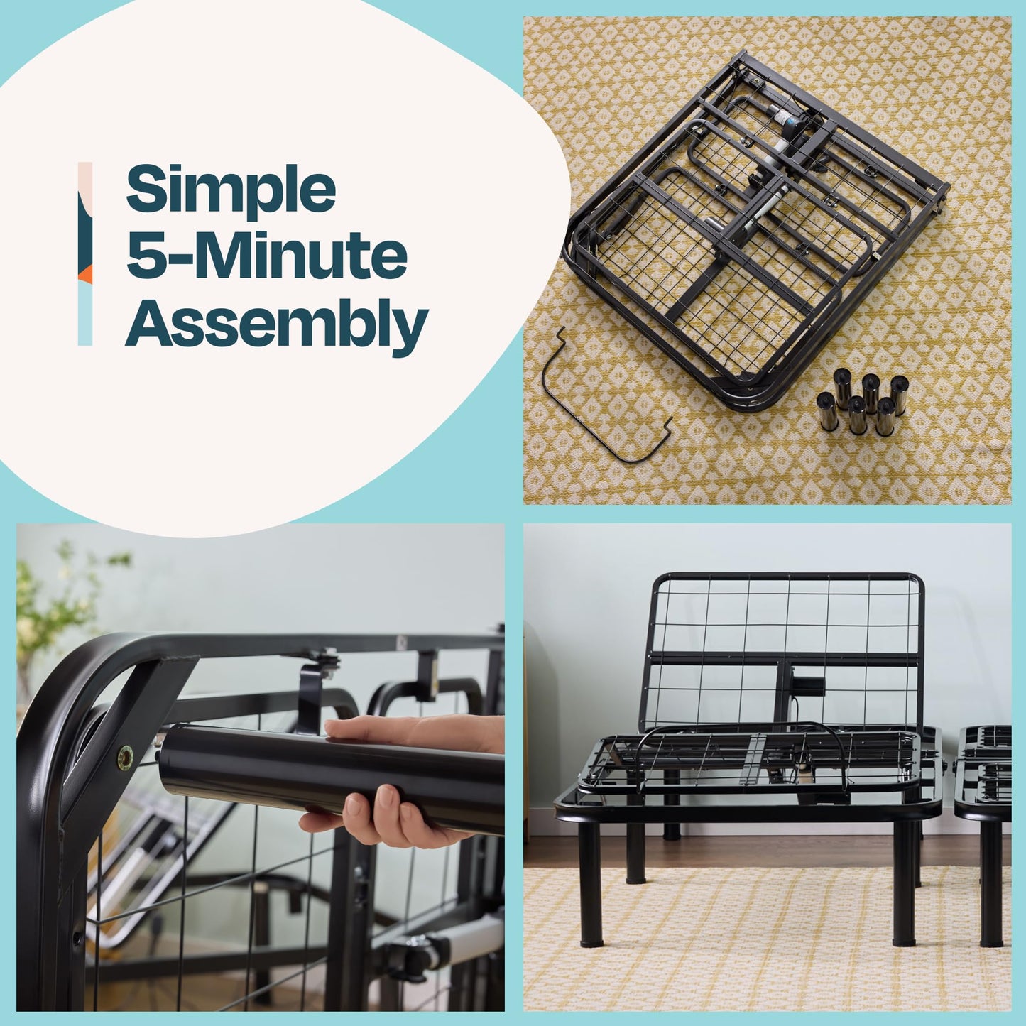 Linenspa Adjustable Bed Frame - Independent Head and Foot Incline - Powerful Quiet Motor - Easy Toolless Assembly - Lounge - Watch TV - Working - Reading - Ergonomic - Electric Bed Base - Queen Size