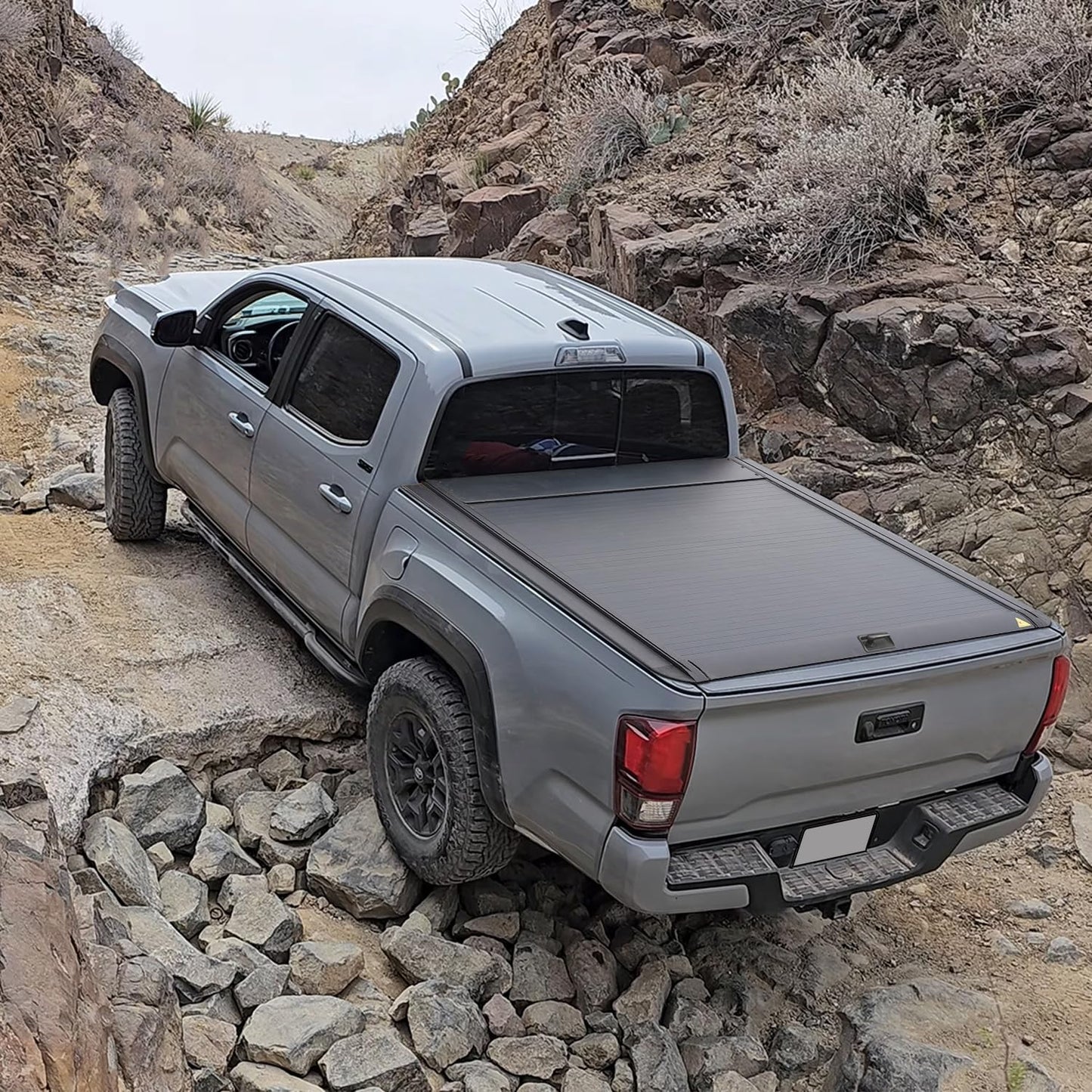 Retractable Truck Bed Tonneau Cover Fits 2016-2026 Toyota Tacoma (5'/60") Bed (Incl. TRD/Limited) Password Lock & OE Track System,Black Matte Aluminum Waterproof