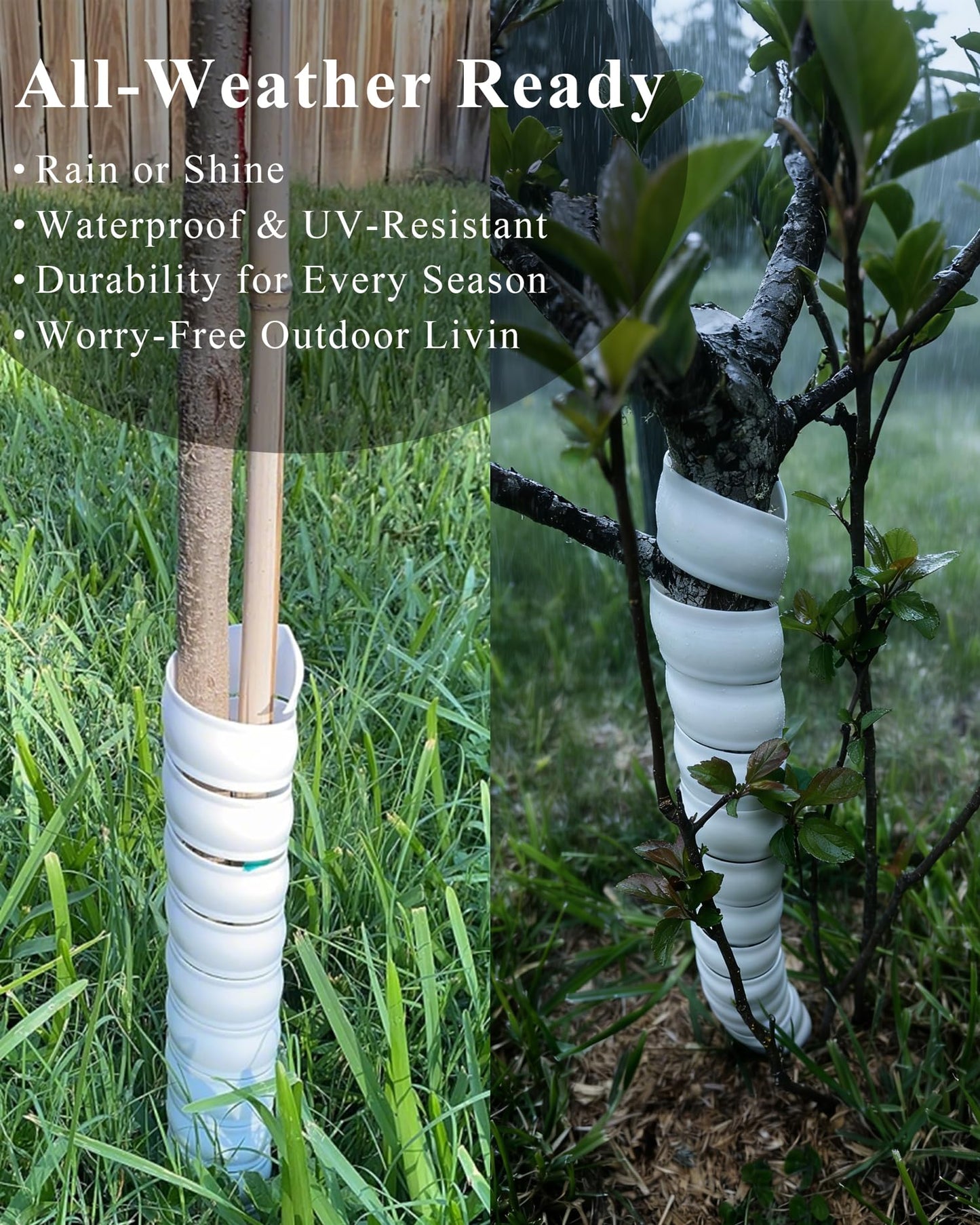 4 Pack Tree Trunk Protector, Spiral Tree Guard Wrap for Bark Protection, Dual Size Adjustable Plastic Tree Covers for Year-Round Garden Use, Durable Shield for Saplings & Shrubs (Standard)