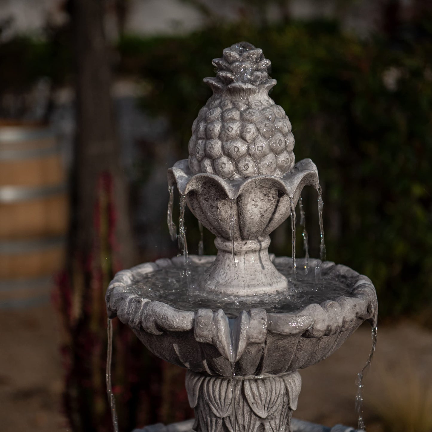 XBrand 58.3" Leaf Classic Bird Bath Water Fountain, 3-Tier, Outdoor Garden, with Pump, White Resin, Yard, Lawn, Porch Décor