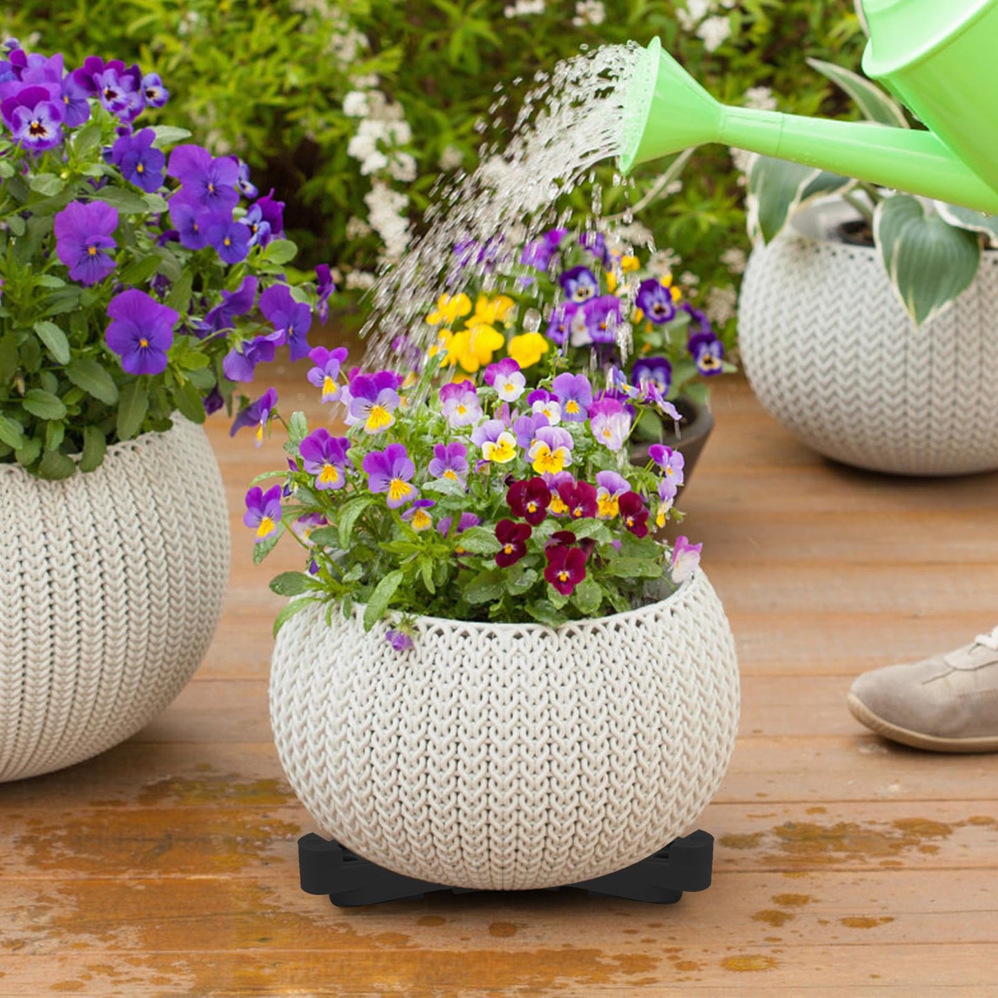 alalalight 12PCS Flower Pot Risers Toes，Invisible Plant Pot Feet for Outdoor Planters，Indoor Secure Compressive Environmental Triangular Lifters Supports (Small Black)