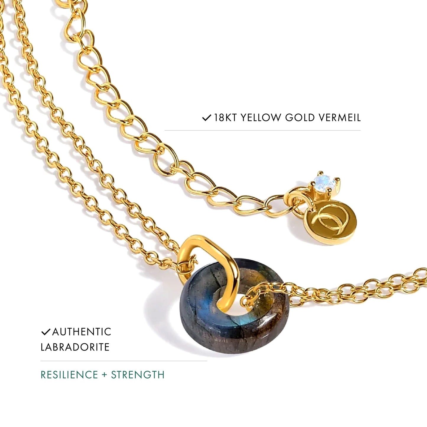 Moon Magic Authentic Moonstone Necklace for Women | Onyx, Labradorite, Black Obsidian Necklaces/Real 925 Sterling Silver |18k Rose and Yellow Gold Enchanted Crystal Necklace for Women/Genuine Jewelry