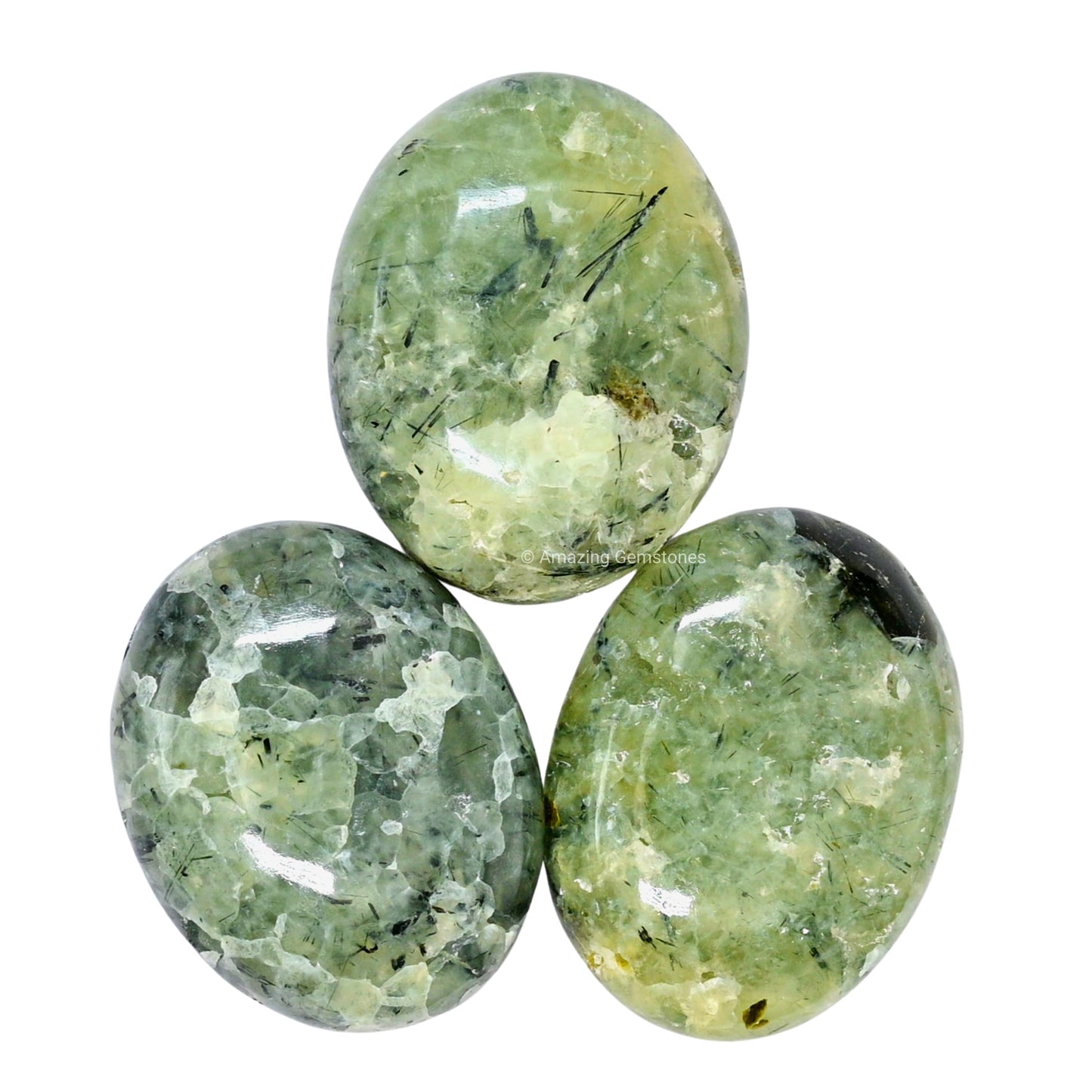 Amazing Gemstone Prehnite Epidote Crystals and Healing Stones - Large Palm Stone Crystals Piedra - Crystal for Good Luck, Positive Energy, Meditation - Unique Stocking Stuffers, Gifts for Women, Men