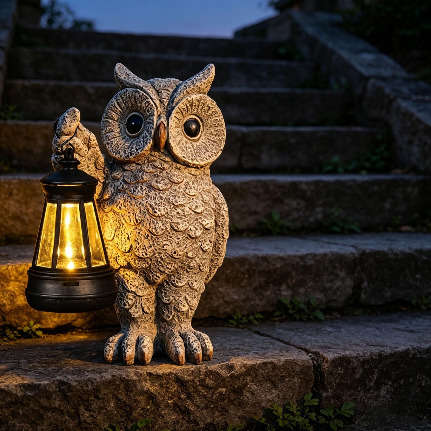 Garden Statues, owl Outdoor Figurines Decorated with Solar Lights, Unique Christmas Birthday Gifts for Moms, Grandmas, Women, Wives, Sisters (Grey Owl1)