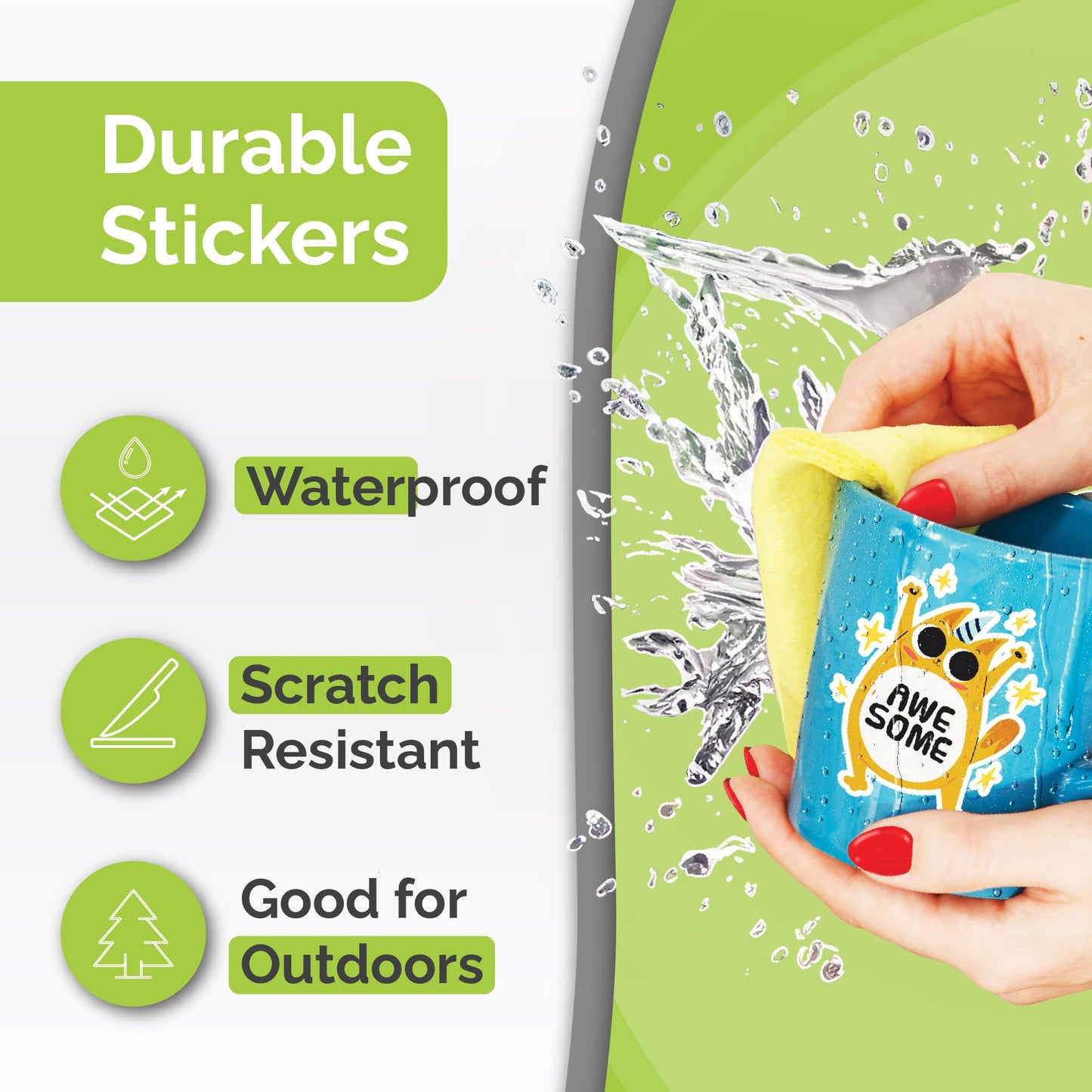 Premium Printable Vinyl Sticker Paper for Inkjet & Laser Printer - 56 Sheets Self-Adhesive Sheets Matte White Waterproof, Dries Quickly Vivid Colors, Holds Ink Well - Tear Resistant