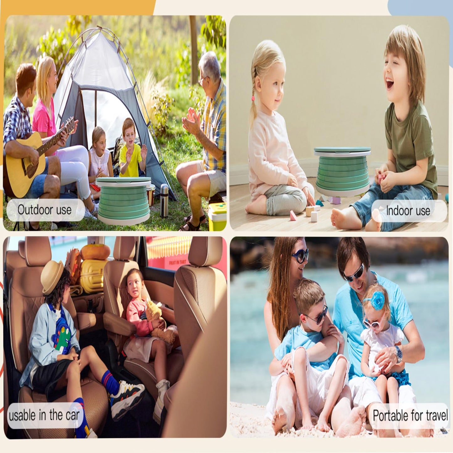 Travel Potty for Toddler, Portable and Foldable Toilet, Apply to Seat Emergency Toilet for Car, Camping, Outdoor, Indoor (green, small)
