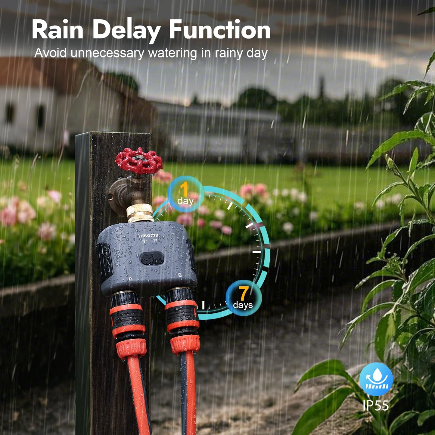 WiFi Water Timer for Garden Hose with Brass Inlet,Smart Hose Timer with WiFi Hub, APP & Voice Control,Up to 20 Watering Plans, 2-Zone Sprinkler Drip Irrigation System Controller for Yard Lawn Watering
