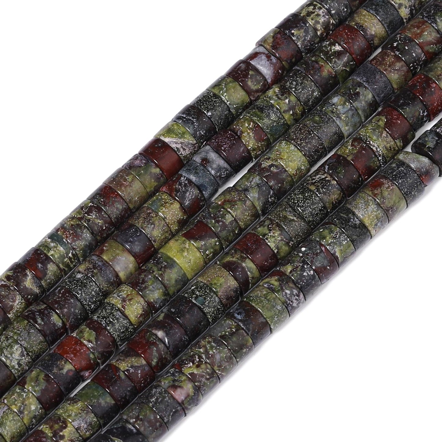 NITOPUPU 150Pcs 4×2mm Natural Dragon Blood Jasper Spacer Stone Beads for Jewelry Making Supplies, Loose Semi Flat Round Gemstone Tube Beads for Bracelets DIY Crafts