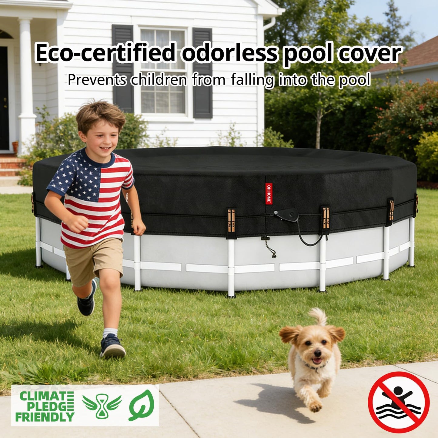 QH.HOME 16ft Round Pool Cover,[Ultimate Windproof & Tear-Resistant Fabric],Snug Fit with Patented Ratchet & Weight Rings,Solar Pool Cover for Above Ground Pools, Blocks Leaves &Waterproof