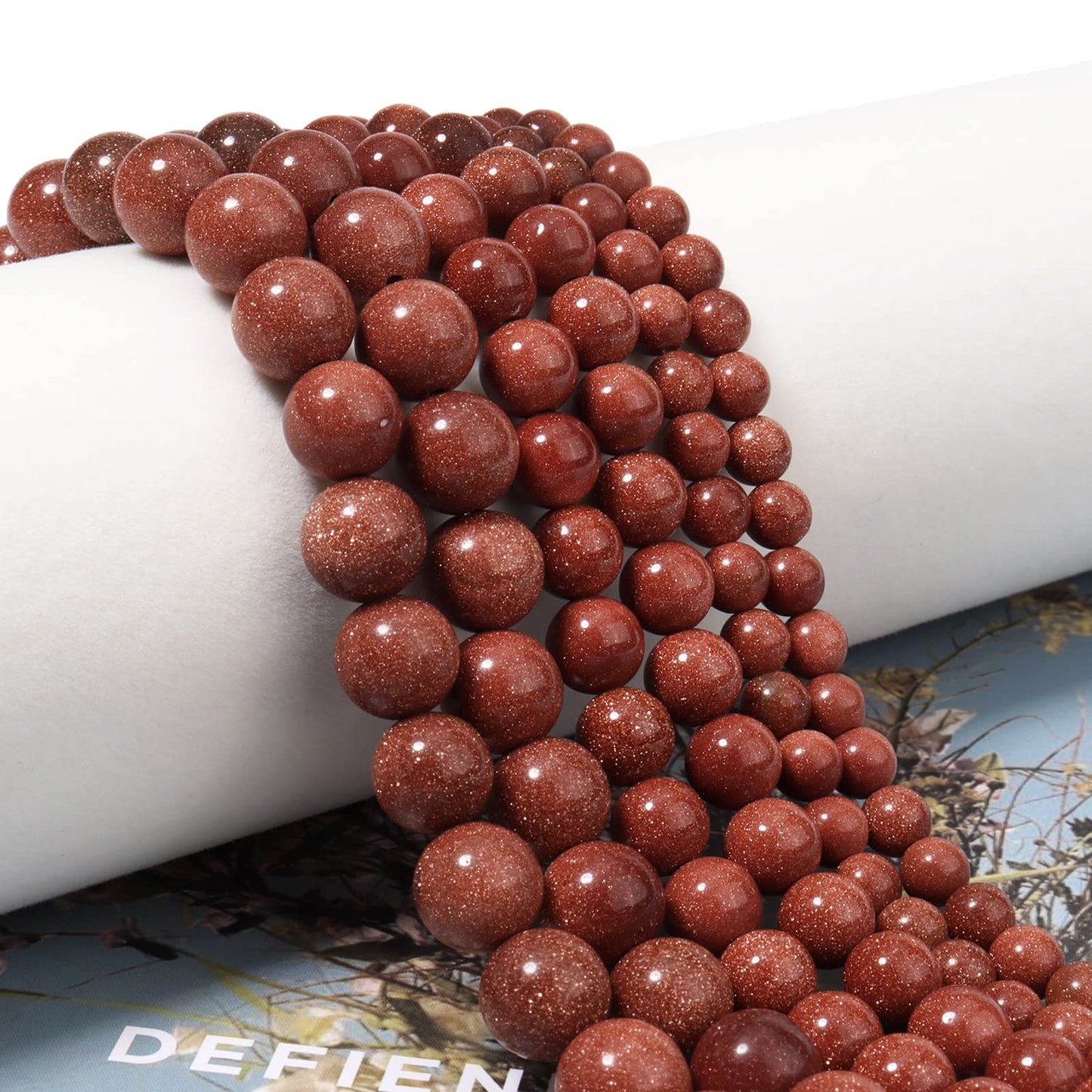 60pcs 6mm Natural Stone Beads Gold Sandstone Beads Energy Crystal Healing Power Gemstone for Jewelry Making, DIY Bracelet Necklace