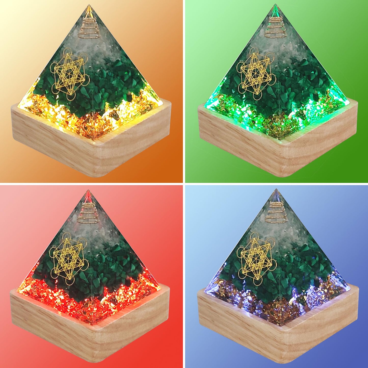 XQIGI Orgone Pyramid Malachite Stone Handmade Orgonite Crystal Pyramid Unicursal Hexagram for Positive Vibe, Anti-Stress, Spirit Pysical Health, Meditation Decorative Ideal Gift for Women