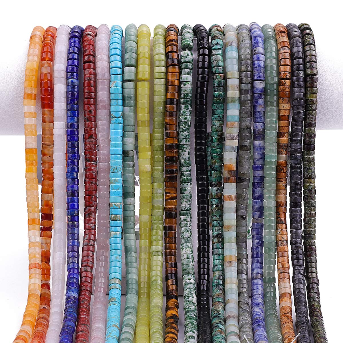 BEADIA Natural Blue Turquoise Spacer Beads Caps Loose Semi Gemstone for Beading Jewelry Making 6mmx3mm 38cm