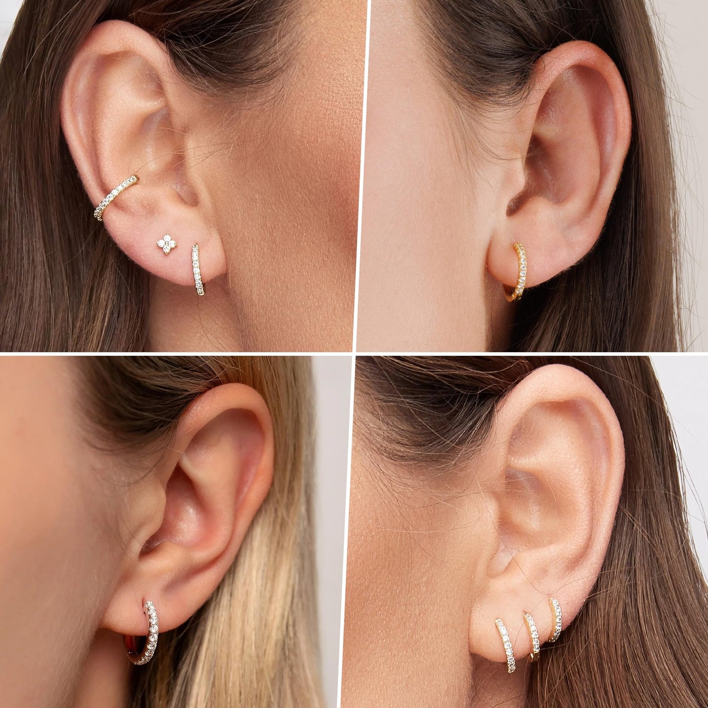 10mm Conch Huggie Hoop Earrings Set for Women Men Trendy - Gold Plated Stack Cartilage Concn Earring Multiple Piercing Lightweight Mini Thin Cute Dainty Clip On Jewelry Gifts for Women