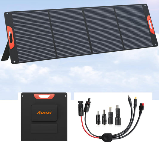 200W Portable Solar Panels for Power Station, 24% High Efficiency, 200 Watt Monocrystalline Foldable Solar Panel Charger with 5V USB/20V DC Output, Adjustable Kickstand for Camping, Off-Grid Living