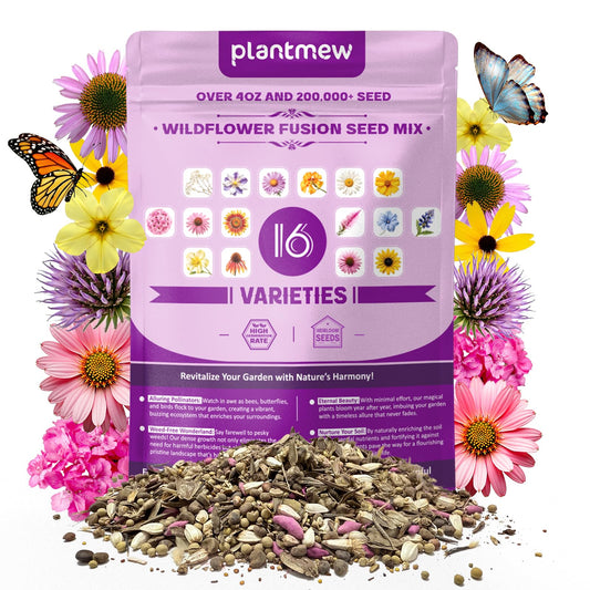 200,000+ Wildflower Seeds [4oz] 16 Variety Perennial Mix - Heirloom Seeds for Pollinator Gardens | Attracts Bees/Birds/Butterflies | High Germination Rate for Indoor & Outdoor