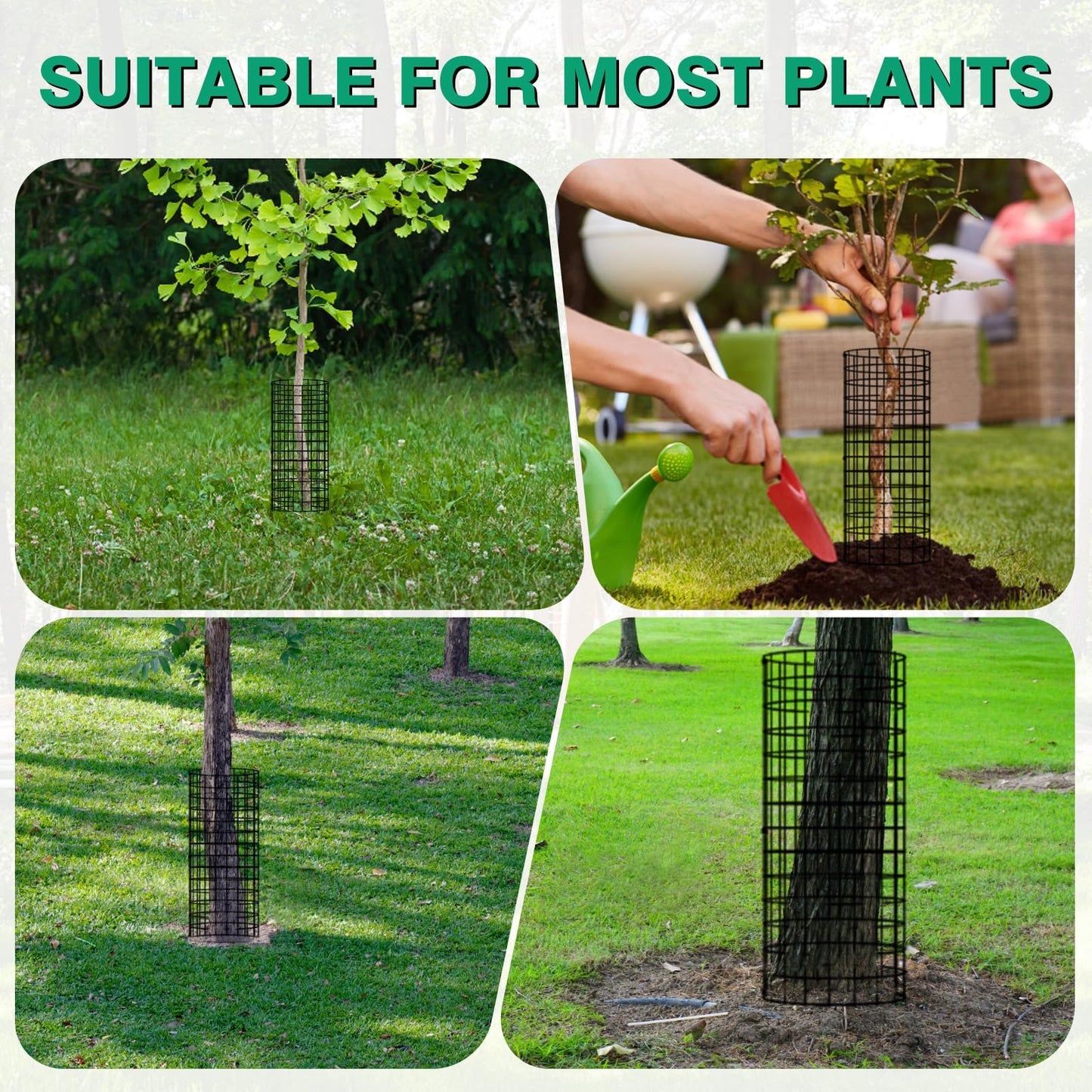 6Pack Tree Trunk Protector, Metal Tree Guards Trunk Protector with Zip Ties & Metal Stakes & Glove, Tree Bark Protector, Tree Protectors from Deer Animals Trimmers 5.3'' Dia x 16.5'' H (6 Pcs)