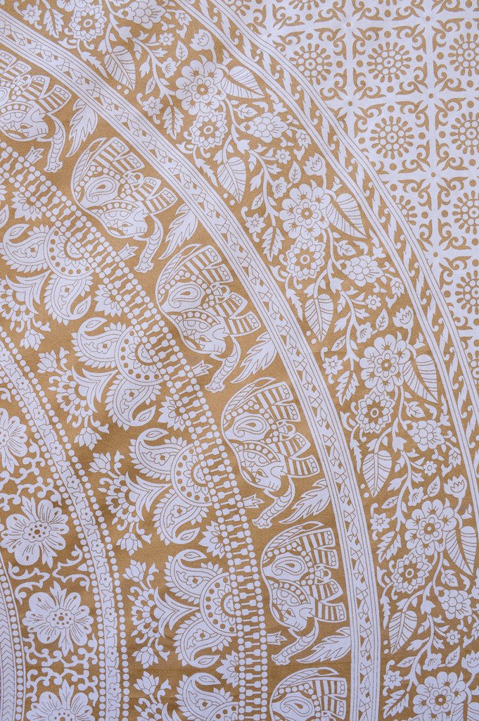 Popular Handicrafts Wall Hanging Tapestry for Bedroom Elephant Hippie Metallic Mandala Bohemian Hippy Intricate Indian Tapestries Bedspread 54 x 82 Inches (140cm x 210cm) Gold & White