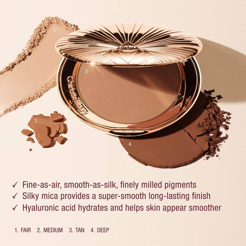 Charlotte Tilbury Airbrush Matte Bronzer Refill - Smoothing & Blurring Powder Bronzer with an Airbrush Finish - Refillable Makeup Infused with Silky Mica & Hyaluronic Acid - 1 Fair