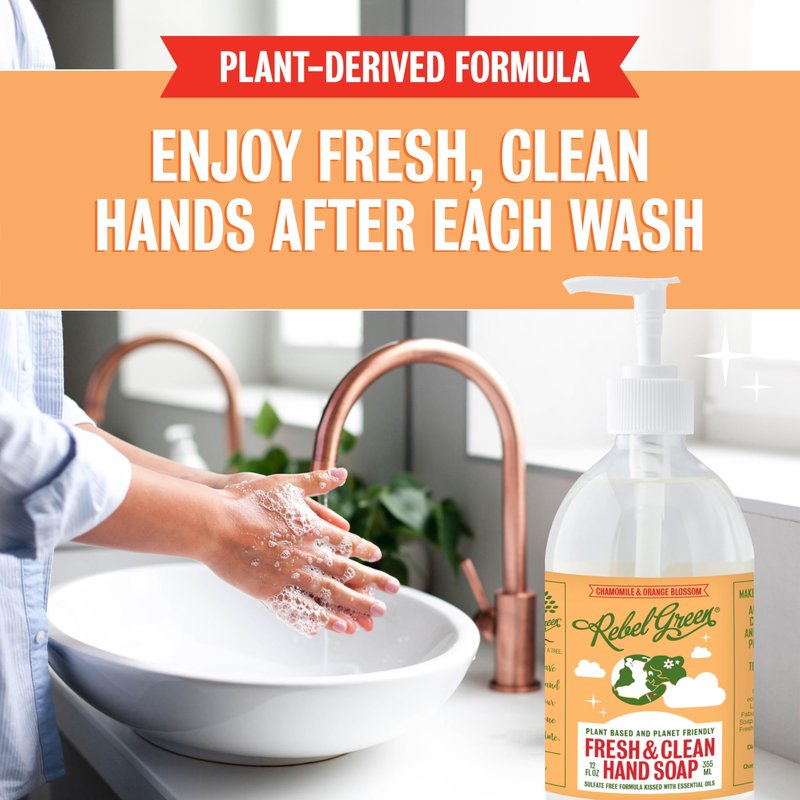 Rebel Green Fresh & Clean Hand Soap - Natural Liquid Hand Soap for Bathroom & Kitchen - Variety Pack, 12 fl oz Spray, Pack of 4