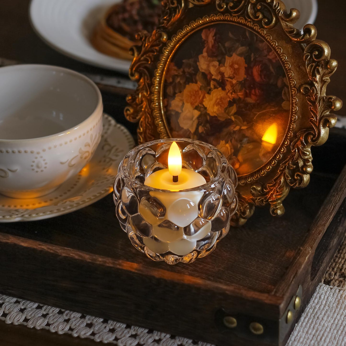 Mavandes Small Flickering Tea Light Flameless Candles with Battery and Remote,1.5" x2.5"" Ivory LED 2/4/6/8H Timer Votive Battery Operated Pillar Plastic Long Lasting 6pcs Tealight Candles"