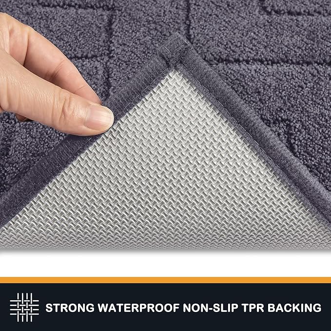 PURRUGS Dirt Trapping Door Mat 48" x 48", Non-Slip Machine Washable Entry Rug, Dog Doormat, Indoor Front Door Mat, Super Absorbent Entryway Rug for Muddy Shoes & Paws, Grey