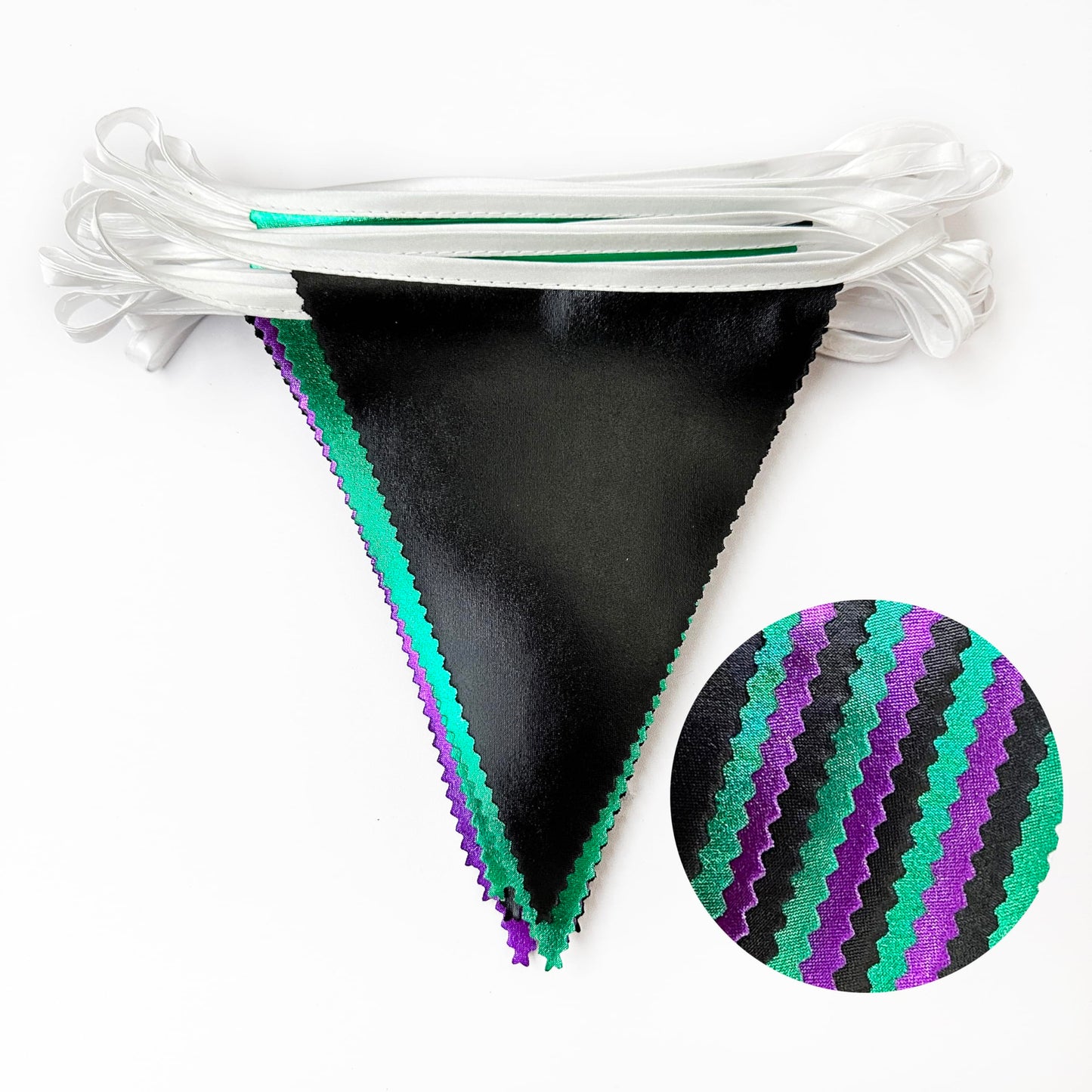 Black Purple Green Party Decorations Metallic Fabric Triangle Pennant Banner Flag Bunting for Boys Men Birthday Graduations Wedding Bachelorette Retirement Video Game Level Up Theme Party Supplies