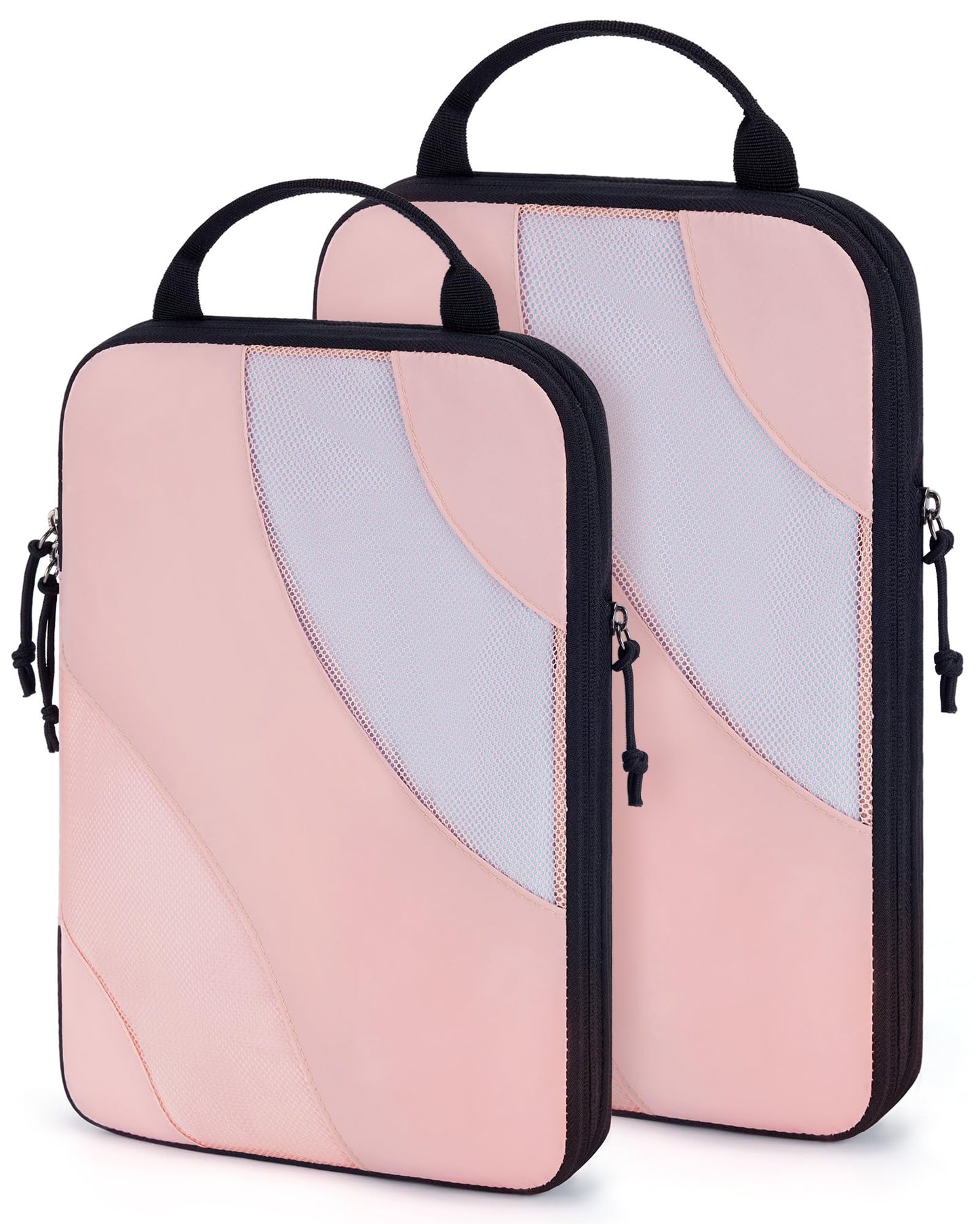 BAGSMART Compression Packing Cubes, 2 Set Travel Packing Cubes for Carry on Suitcases, Compression Suitcase Organizers Bag Set & Travel Cubes for Luggage, Lightweight Packing Organizers Baby Pink