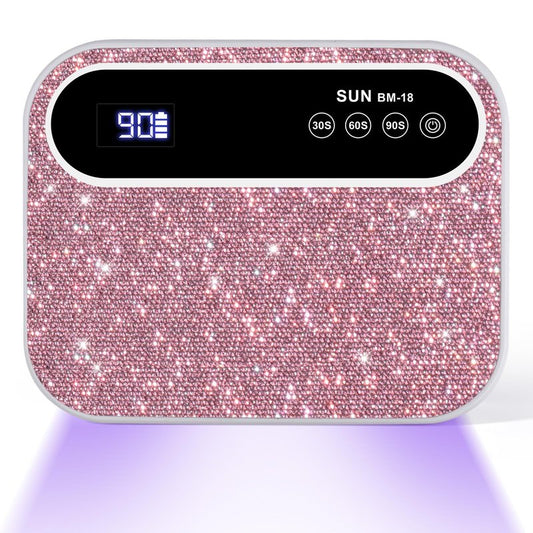 ANYINS Led Nail Lamp, 126W Gel Nail Light Rechargeable Professional Lamp 42 Durable UV LED Beads Automatic Sensor Fast & Even Curing All Gel Polish Manicure at Home and in Salons(Pink Diamond)
