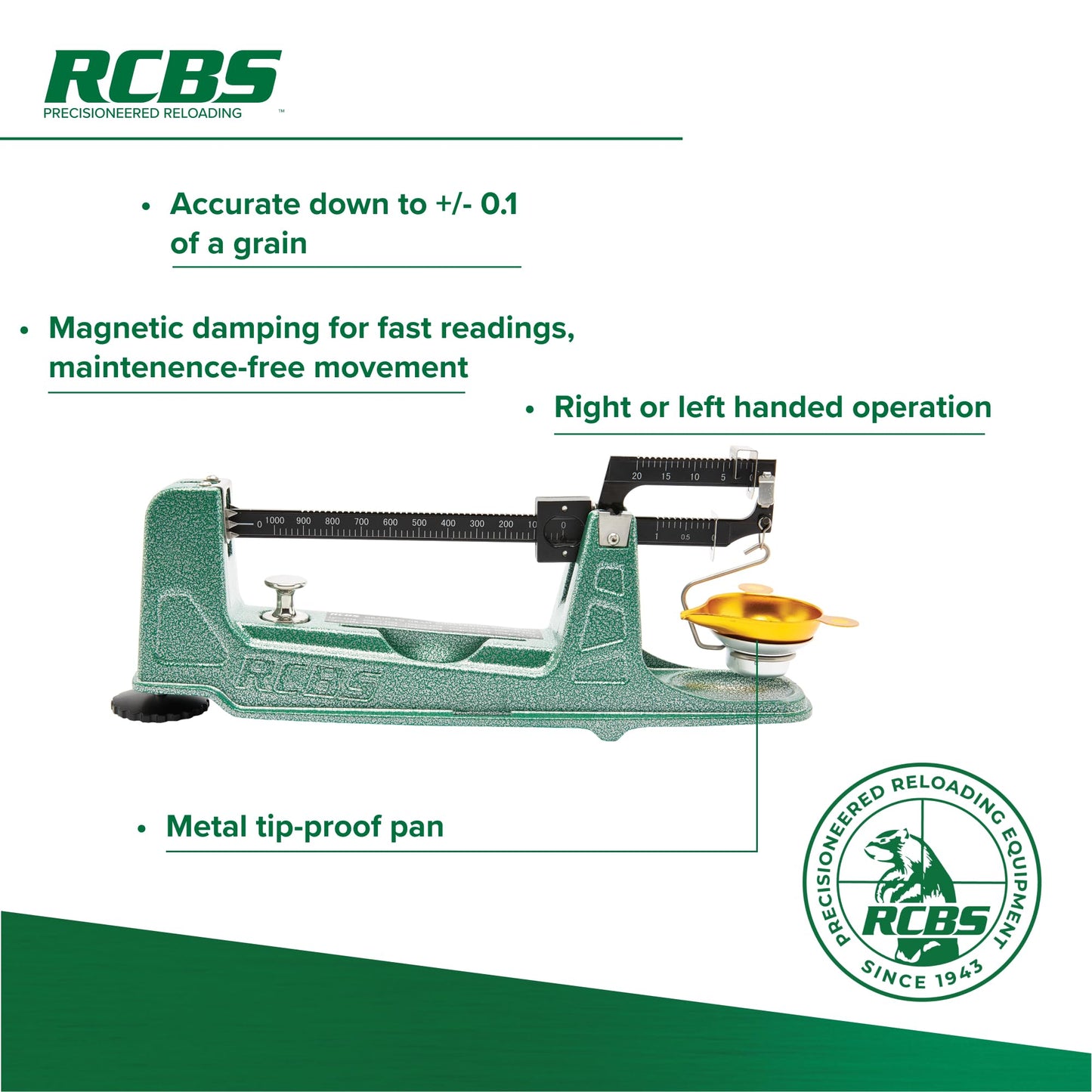 RCBS M1000 Mechanical Scale, Precision Mechanical Reloading Scale with 1000 Grain Capacity