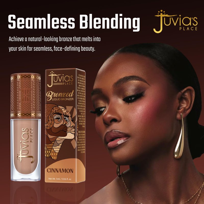 Juvia’s Place Bronzed Liquid Bronzer - Cinnamon - Liquid Bronzer for Face with Silky Blendable Texture - Buildable Coverage for Natural Contour & Dimension - Easy-to-Blend, Patch-Proof Formula