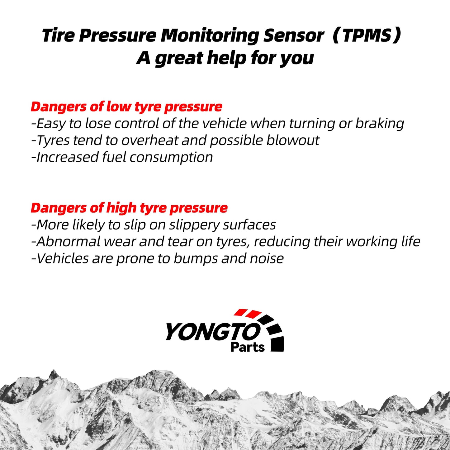 Yongtoparts TPMS Sensor Compatible with Chevrolet Chevy Cadillac GMC Buick Pontiac Saturn, 315 Mhz Tire Pressure Sensors 4PCS Replaces OE 13586335 13581558 13598771 13598772
