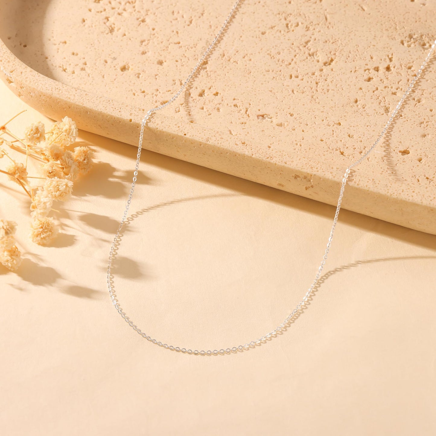 Freekiss 925 Sterling Silver Chain Choker Necklace for Women Trendy 16+2 Inch Adjustable Dainty Layered Classic Chain Necklace Simple Minimalism Fashion Silver Jewelry Gift