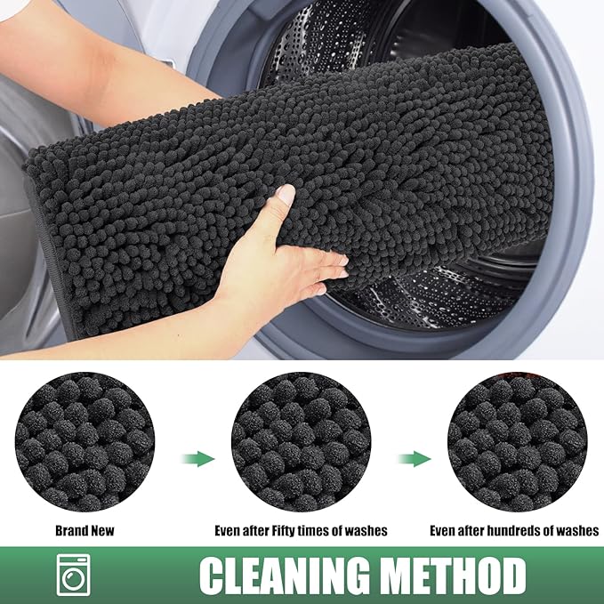 IM HOME Chenille Absorbent Outdoor Doormat 30" x 20", Washable Muddy Door Mats for Dog Non Slip Indoor Doormat Dog Mat for Muddy Paw Front Inside Doormats for Entryway Dark Gray