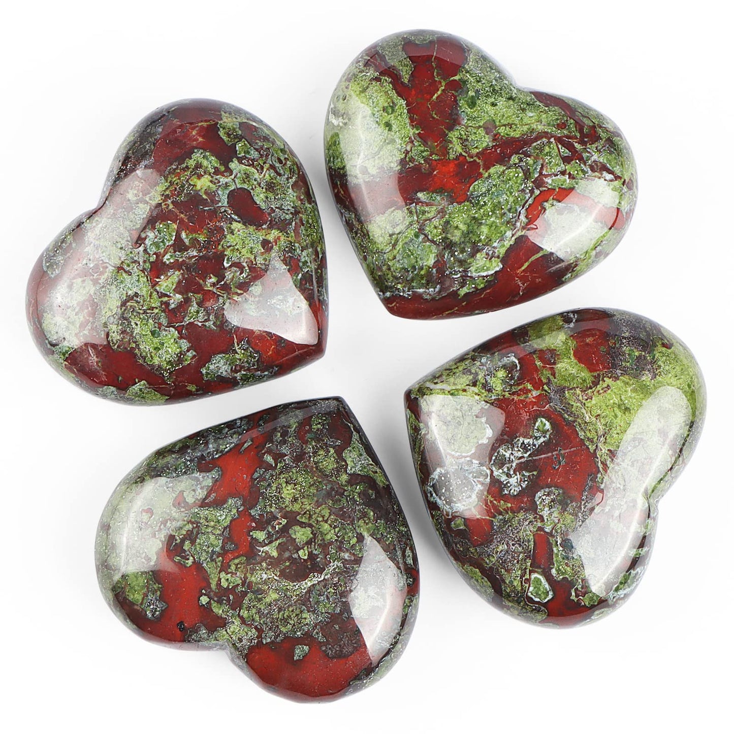 SMQ 60mm Dragon Blood Stone Crystal Heart Worry Stone Hand Carved Polished Gemstone Pocket Chakra Palm Love Worry Stones for Spiritual Healing Meditation