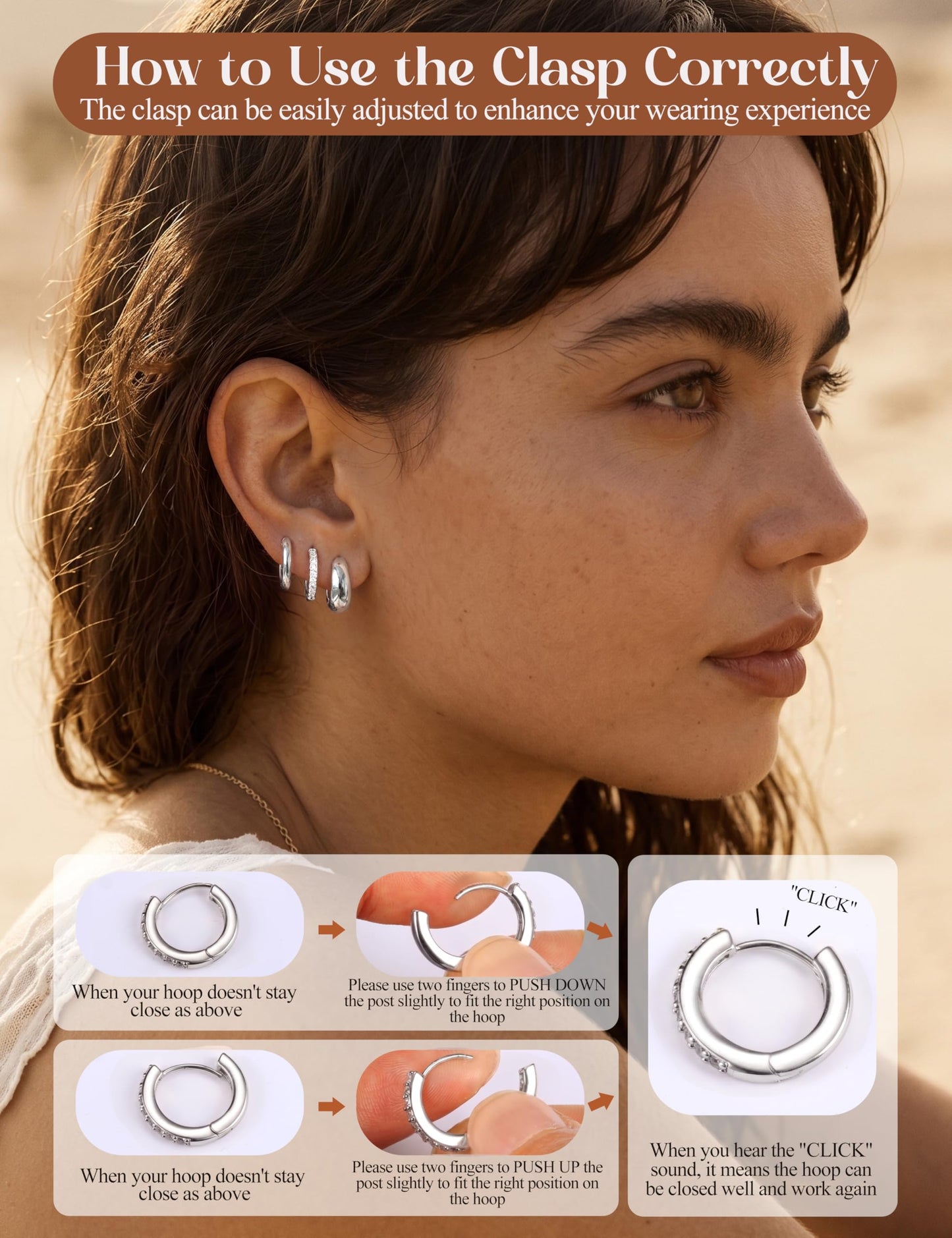 MILACOLATO 925 Sterling Silver Earrings for Women, Sterling Silver Filled Small Huggie Hoop Earrings Sets for Multiple Piercing Hypoallergenic Jewelry, CZ Cartilage Earrings Stacks Trendy Jewelry Gifts, 3 Pairs