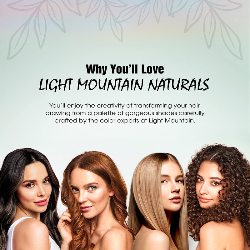 Light Mountain Henna Hair Color & Conditioner – Red Hair Dye, Organic Henna Leaf Powder and Botanicals, Chemical-Free, Semi-Permanent Hair Color + 4 Hair Clips