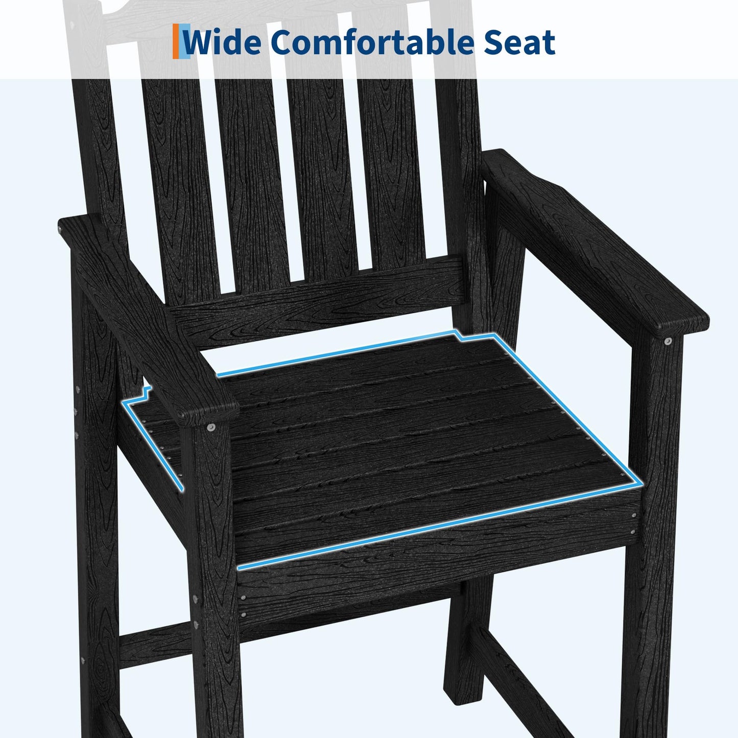Garvee Outdoor Patio Bar Height Chair Set of 4, All-Weather HDPE Bar Height Barstools Widened Chair Set, Adirondack Chairs Set with Widened Armrests for Garden, Poolside, Bistro