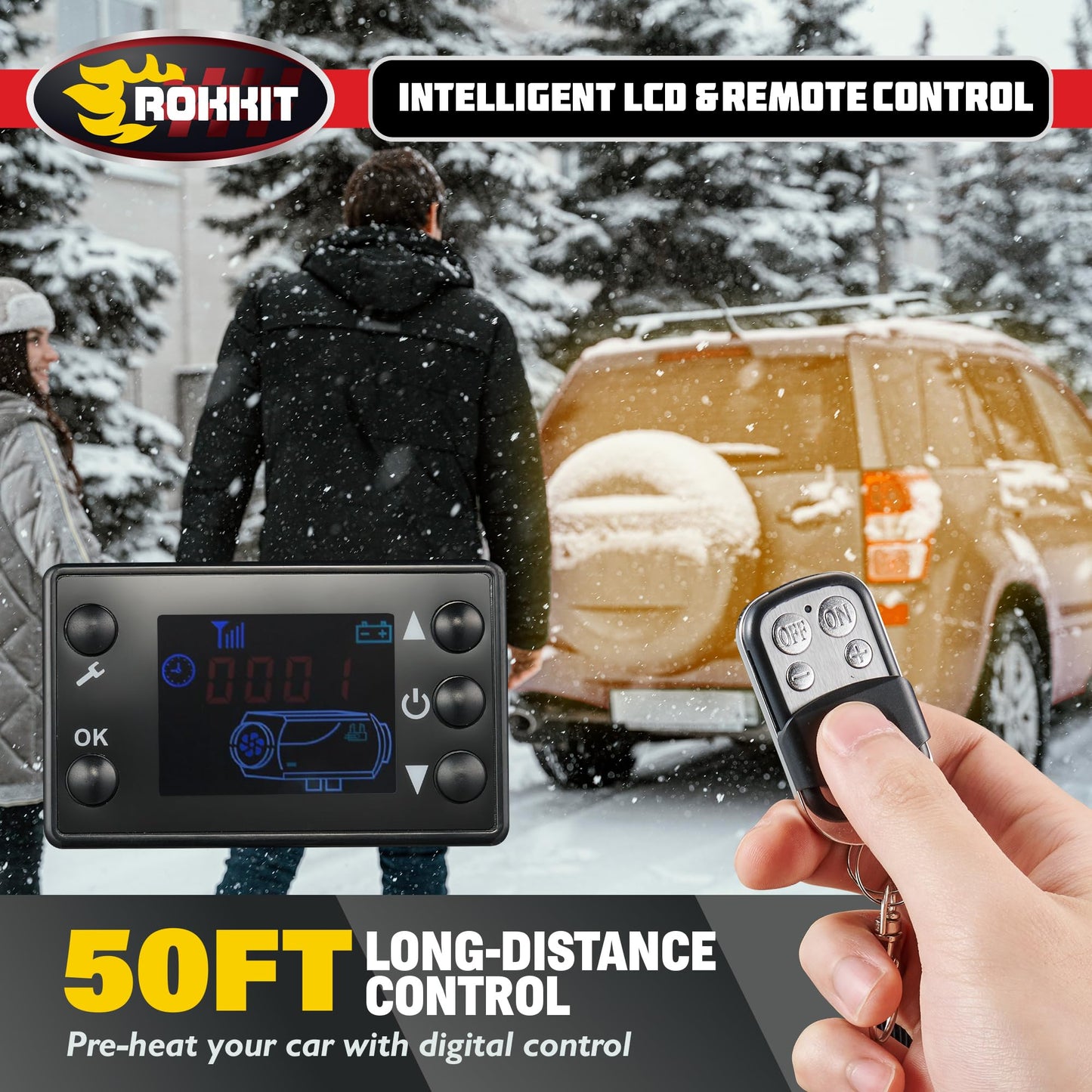 ROKKIT 8KW Diesel Heater, 110V/12V All-in-One Diesel Air Heater, Portable Diesel Heater with LCD Monitor & Remote Control, Fast Heating Low Noise Diesel Parking Heater for Tent, Car, RV, Camper