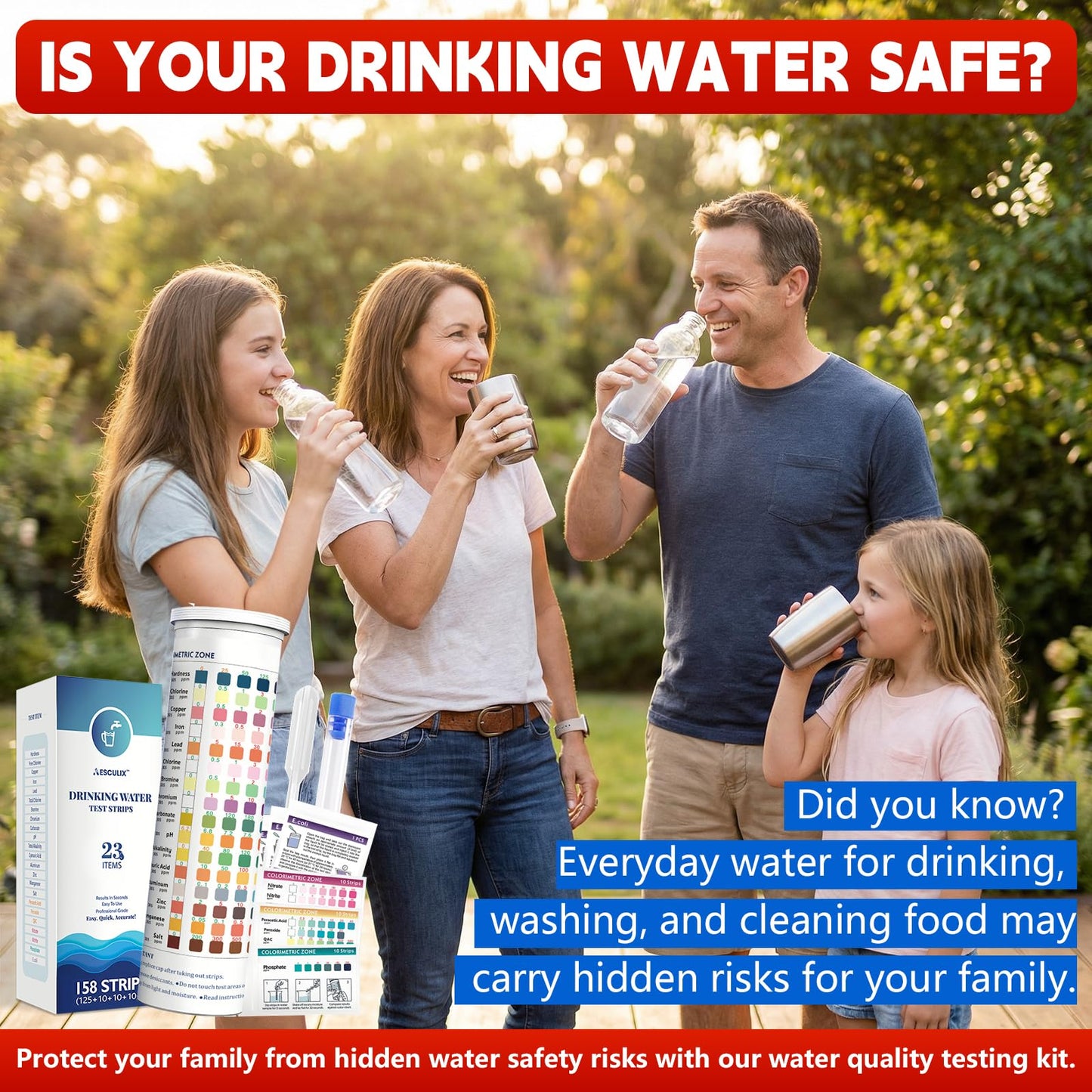 All-New 23 in 1 Drinking Water Testing Kit 158 Strips,Well Water Testing Kit & Water Test Strip for House Water for Hardness，Chlorine,Copper,Iron,Lead,pH and More