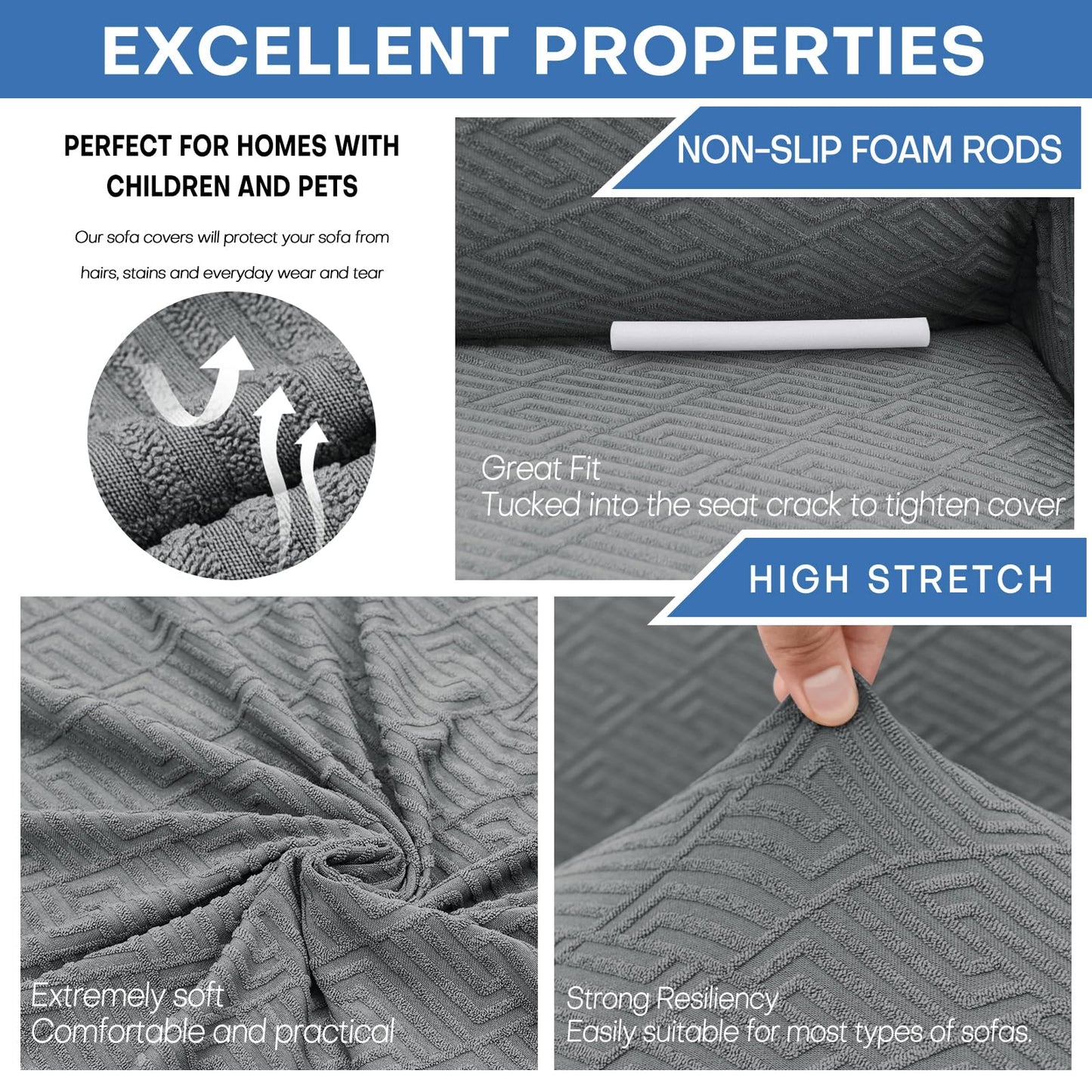 XINEAGE 2026 New 1 Piece Couch Covers for 3 Cushion Couch (79"-91") Stretch Sofa Cover Slipcover Pet Friendly Soft Washable Furniture Protector with Elastic Bottom for Kids,Dog (Sofa, Light Gray)