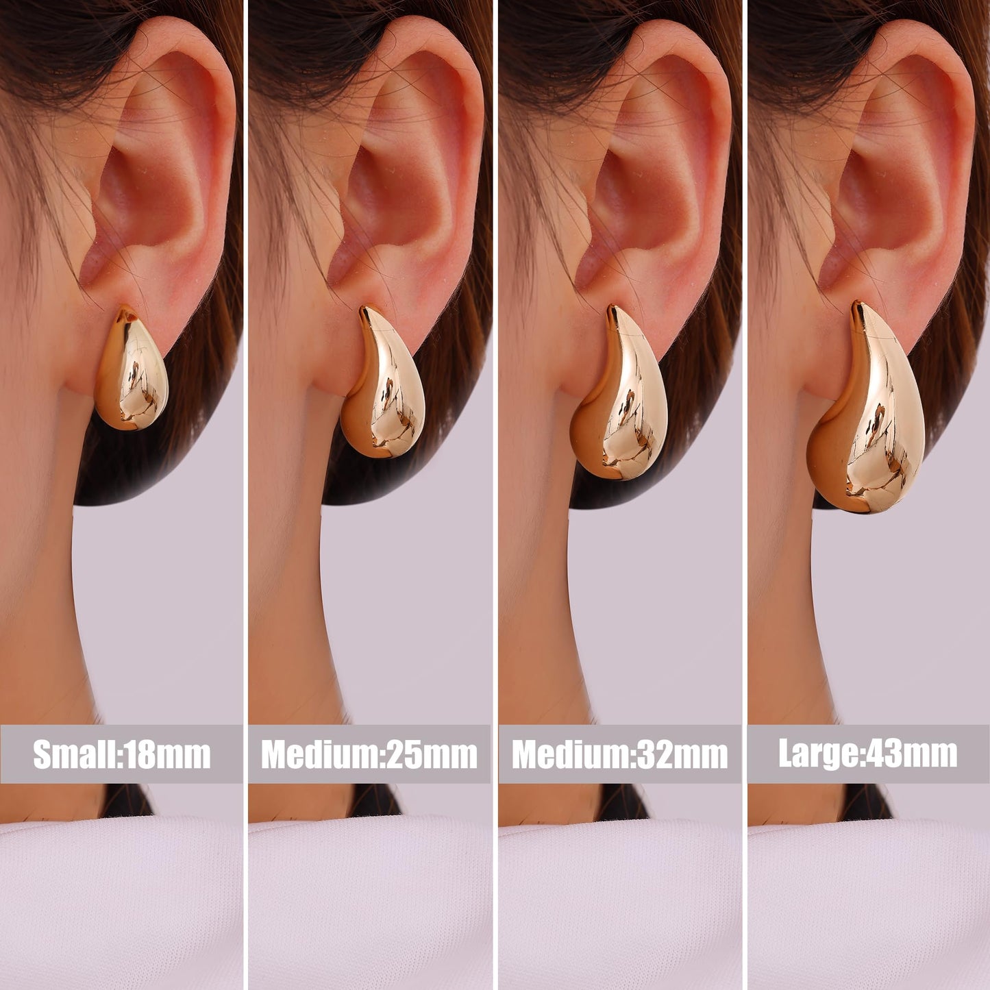 Gacimy 14K Rose Gold Plated Teardrop Earrings Dupes for Women, Chunky Drop Earrings for Women with 925 Sterling Silver Post, 0.7 Inches Rosegold