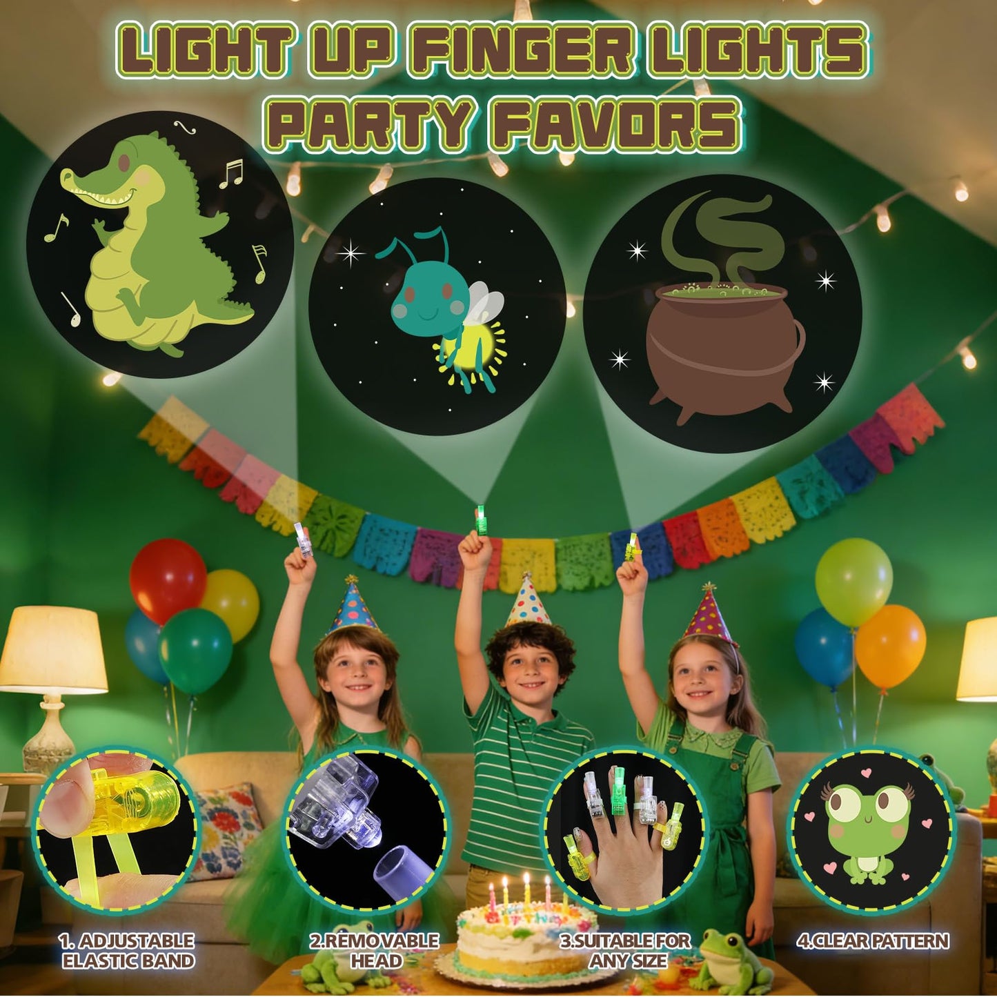 Sauyoza 36 Pack Frog Princess Party Favors LED Finger Lights for Kids, Glow in the Dark Birthday Party Supplies, Goodie Bag Fillers, Classroom Rewards Gifts Bulk, Cosplay & Night Games