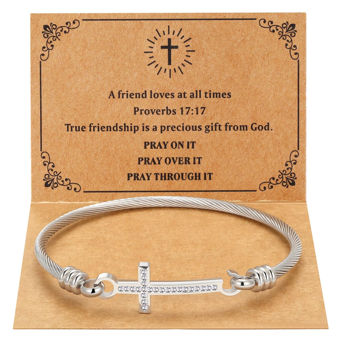 DS Religious Gift for Her Christian Cross Bracelet Bible Verse God is Within Her She Will Not Fall Inspirational Bracelets For Women Stainless Steel Jewelry Gift To Daughter Best Friend (Cross bracelet-Silver 13)