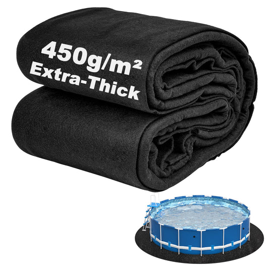 Abimars Pool Liner Pad for Above Ground Pools, 12 FT Round Extra-Thick Pool Mat, Seamless Comfort Underfoot, Puncture-Resistant Industrial-Grade Black Synthetic Fiber Pad