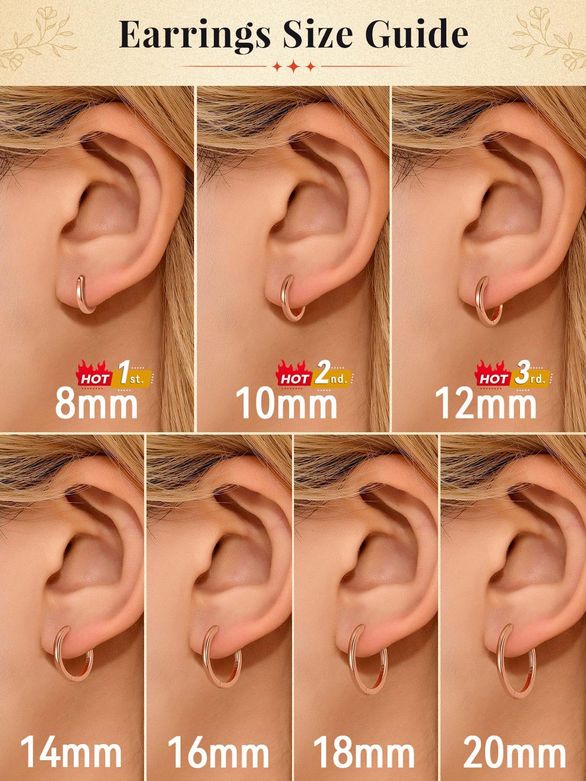 FaithHeart Hoop Earrings for Women, Rose Gold Hypoallergenic Huggie Hoop Earrings, Small Cartilage Earrings for Women 16mm, Send Gift Box