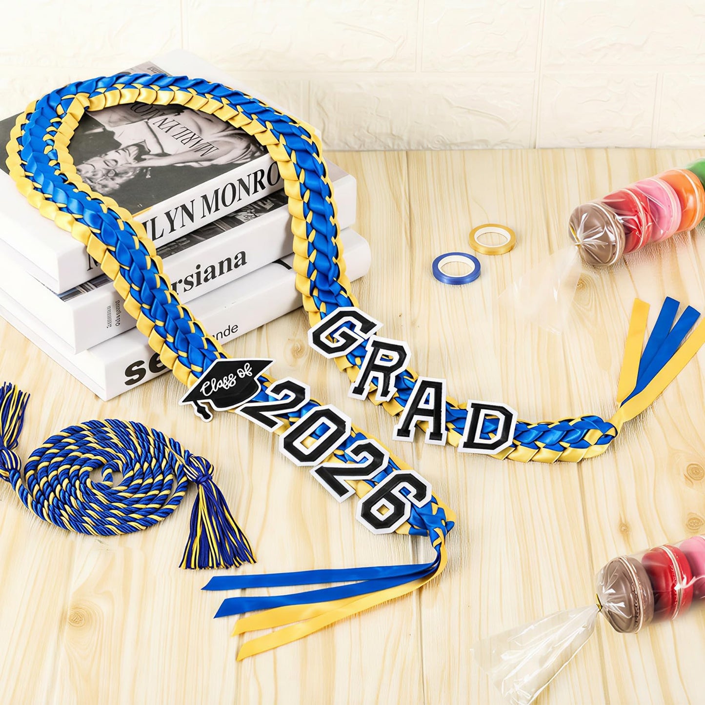 YLOLUL 16 Pcs Graduation Leis 2026 Graduation Candy Lei Kit with Honor Cord Class of 2026 Graduation Ribbon Money Lays Necklace Graduation Gift Party Accessories for Women Men