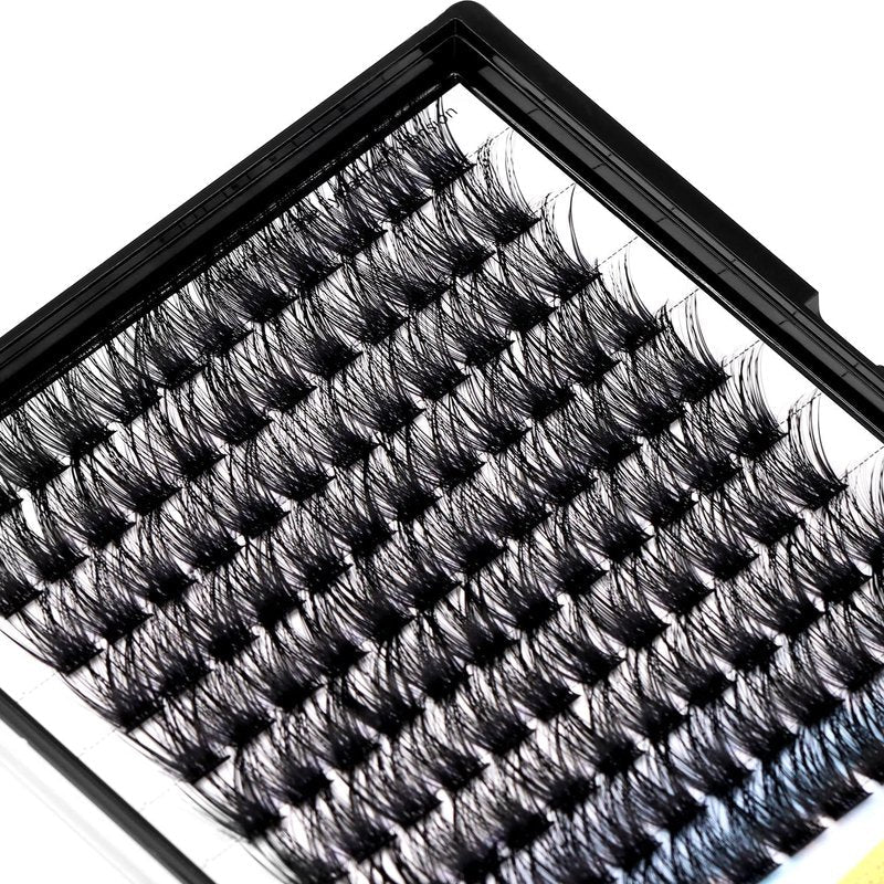 Hannahool Handmade D Curl 10-20mm to Choose 120Pcs Natural long Individual Thick Base Cluster Eyelashes Dramatic Look DIY Volume Eye Lashes Extensions (12mm)