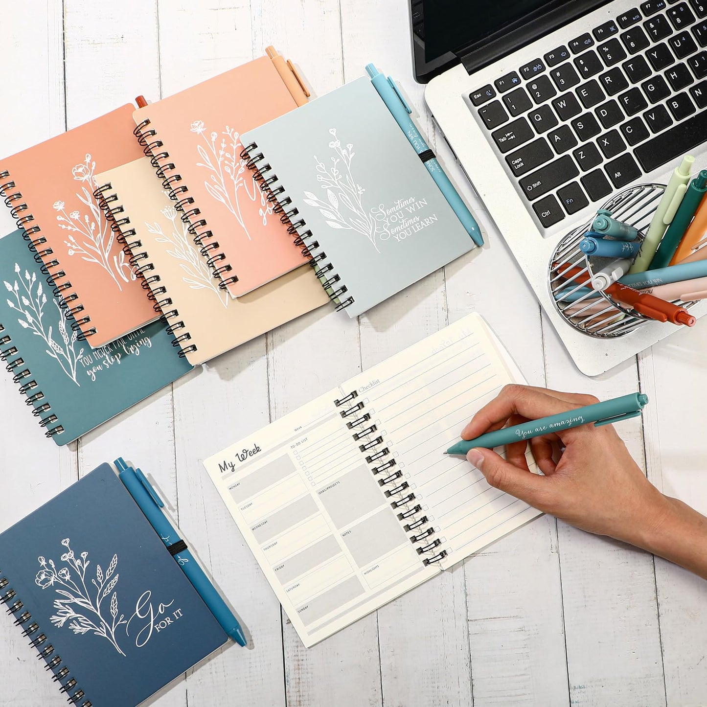Resurhang 40 Pcs 20 Sets Employee Appreciation Gifts Bulk Inspirational Notebooks with Pens Small Notepads for Coworkers Staff Team Nurses Volunteers Students Teacher School Office Supplies