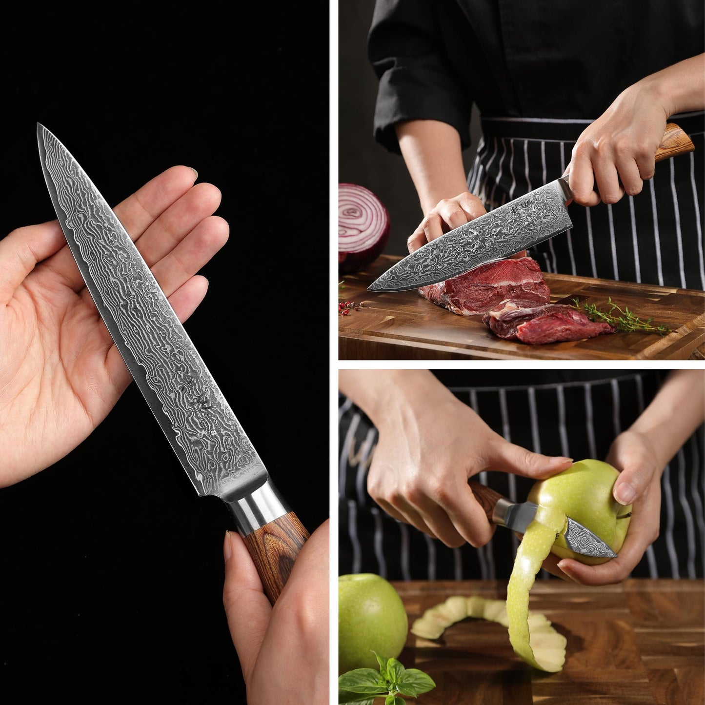 Wakoli EDIB Pro 5-Piece Damascus Knife Set – Professional Chef Knives Set with VG10 Core Blades, 67-Layer Damascus Steel and Ergonomic Pakkawood Handles – Premium Kitchen Knives in Wooden Gift Box