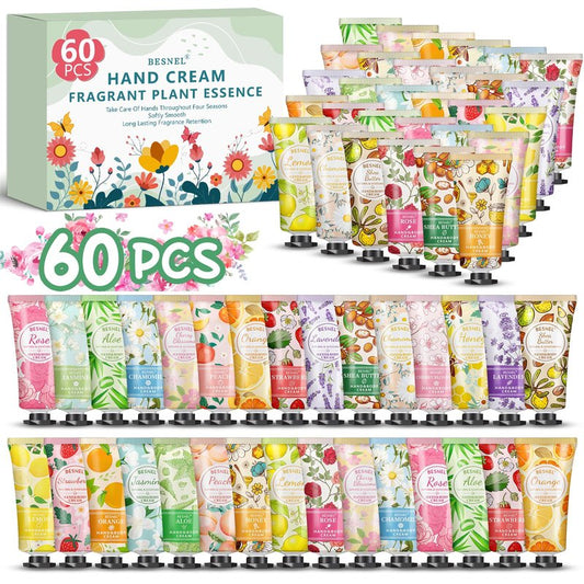 BESNEL 60 Pack Hand Cream Gift Set For Women, Teacher Appreciation Gifts, Mini Hand Lotion Travel Size in Bulk for Dry Cracked Hands, Graduation Gifts, Birthday Gift, Bridesmaid Gift,Party Favors